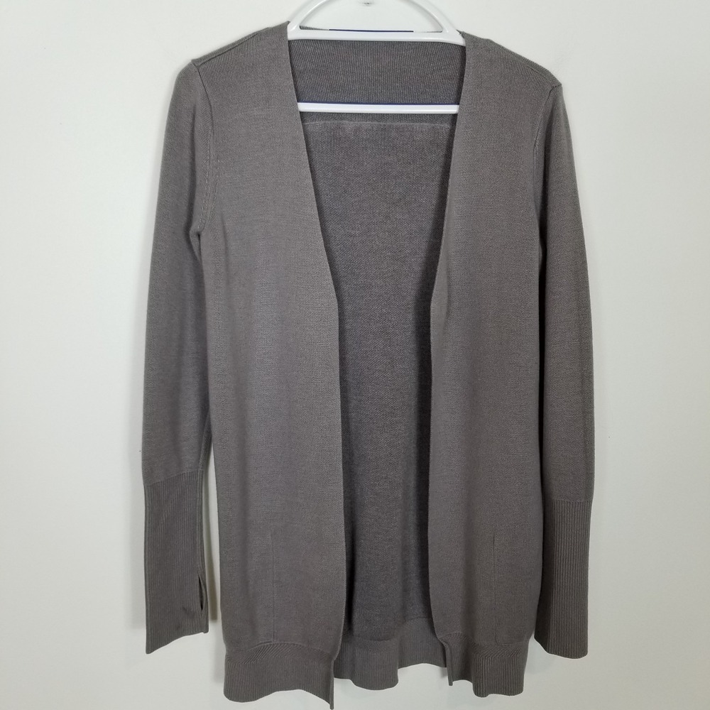 Lululemon Women City Street Cardigan Sz 6 Gray Open Front Sweater Nylon Cashmere